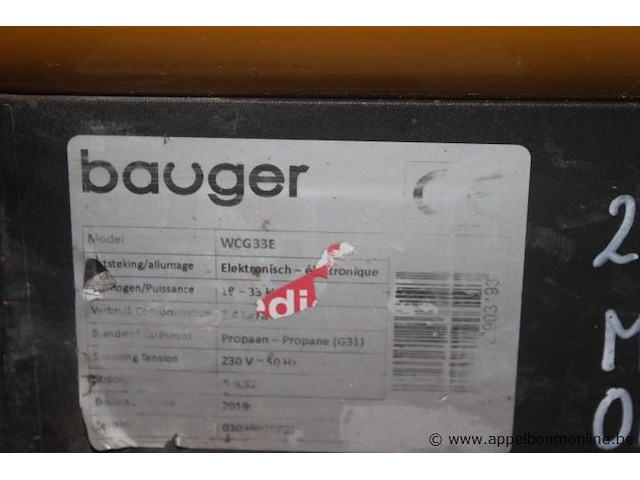 Propaan heater, bauger, wcg 33e, 18-33kw, 230v, werking niet gekend - afbeelding 2 van  2