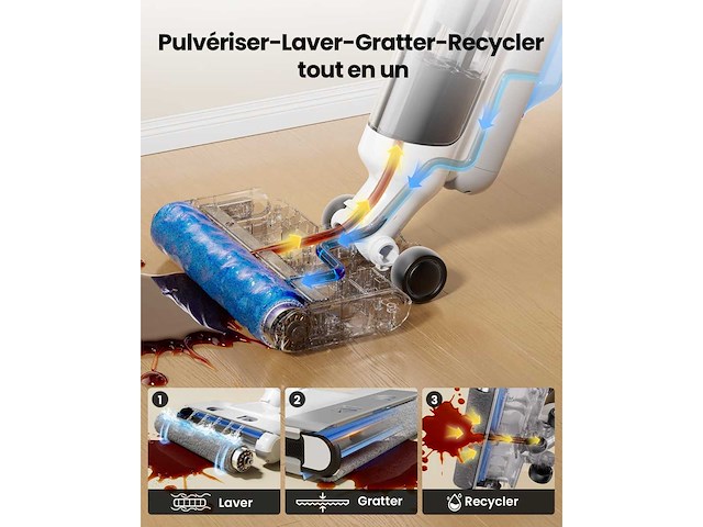 Proscenic f10 ultra draadloze stofzuiger & dweil, vloerreiniger - afbeelding 3 van  9