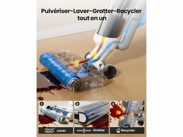 Proscenic f10 ultra draadloze stofzuiger & dweil, vloerreiniger - afbeelding 3 van  9