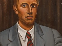 Prosper de troyer (1880-1961), portrait of a dandy, 1957, oil on unalit 60 x 50 cm. (23.62 x 19.67 in.), frame: 81 x 71 cm. (31.89 x 27.94 in.)