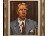 Prosper de troyer (1880-1961), portrait of a dandy, 1957, oil on unalit 60 x 50 cm. (23.62 x 19.67 in.), frame: 81 x 71 cm. (31.89 x 27.94 in.) - afbeelding 2 van  5