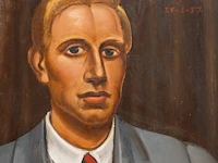 Prosper de troyer (1880-1961), portrait of a dandy, 1957, oil on unalit 60 x 50 cm. (23.62 x 19.67 in.), frame: 81 x 71 cm. (31.89 x 27.94 in.) - afbeelding 5 van  5