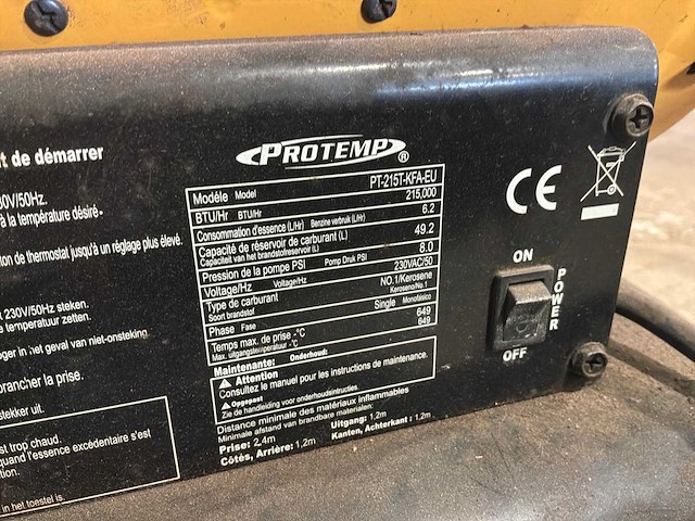 Protemp pt-215t-kfa heater - afbeelding 5 van  6