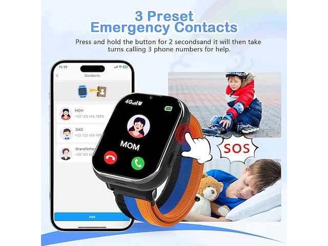 Pthtechus 4g smartwatch voor kinderen - afbeelding 3 van  5