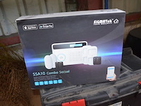 Pvc koffer gevuld met klein handgerief, schuurmachine stanley v20, alarm systeem sigmatek, lithium charger 60v10a - afbeelding 6 van  9