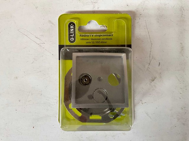 Q-link radio/tv stopcontact inbouw/doorvoer einddoos serie s2 rvs kleur (70x) - afbeelding 3 van  4