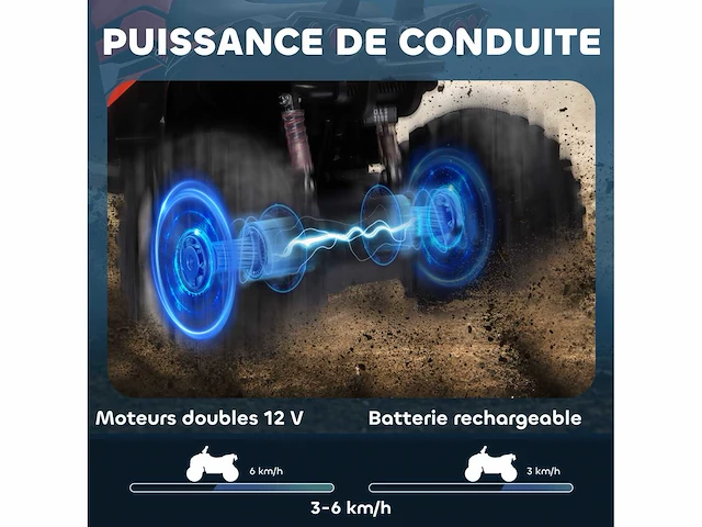 Quad buggy electric child 12 v 8 km/u maximaal elektrische auto - afbeelding 4 van  4