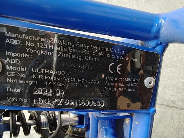 Quad elektrisch 800 watt blauw - afbeelding 10 van  12