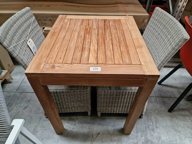 Quality collection - teak tuintafel francoise 70 x 80cm met teak blokpoten - afbeelding 2 van  6