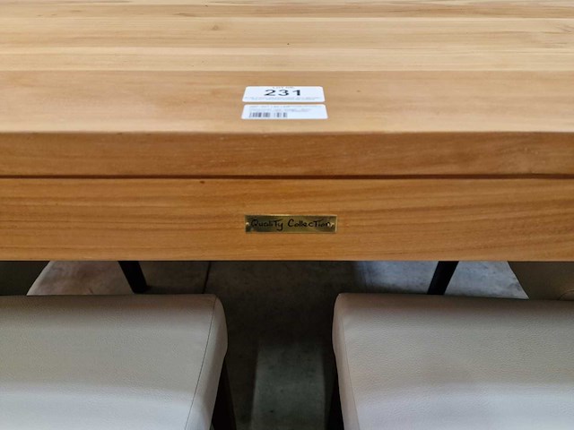 Quality collection teak interieurtafel 140 x 140cm naturel met blokpoten - afbeelding 4 van  5