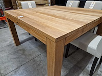 Quality collection teak interieurtafel 140 x 140cm naturel met blokpoten - afbeelding 5 van  5