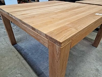 Quality collection teak interieurtafel 140 x 140cm naturel met blokpoten - afbeelding 3 van  4