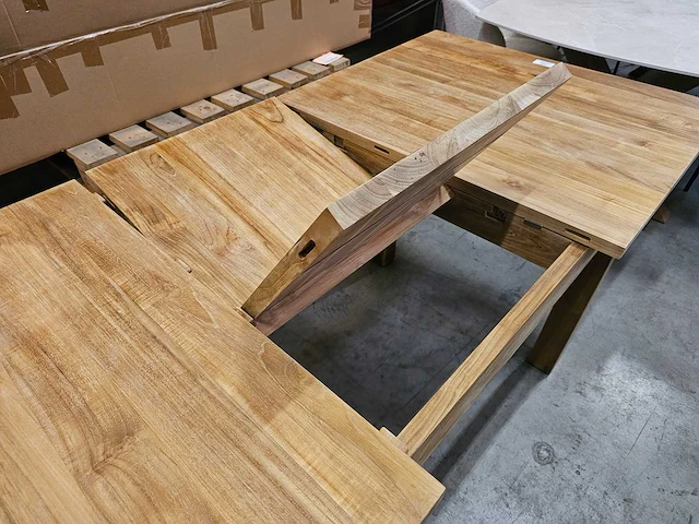 Quality teak interieurtafel uitschuiftafel 150-200 x 100cm massief - afbeelding 6 van  10