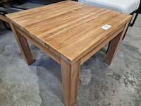 Quality teak salontafel vierkant 60 x 60cm blad 3cm met blokpoten - afbeelding 4 van  4