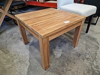 Quality teak salontafel vierkant 60 x 60cm blad 3cm met blokpoten