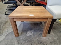 Quality teak salontafel vierkant 60 x 60cm blad 3cm met blokpoten - afbeelding 2 van  4