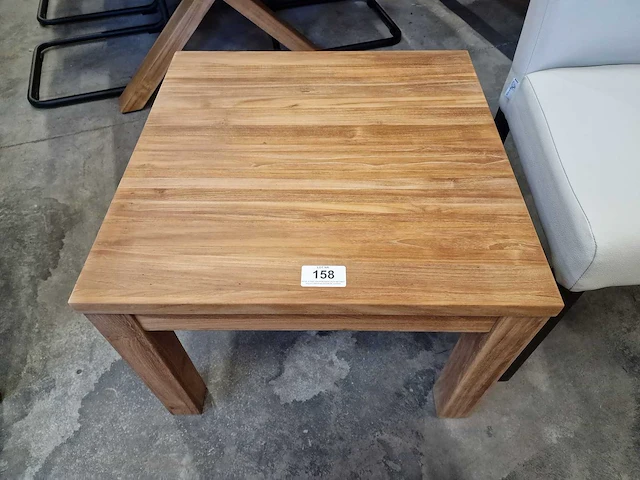 Quality teak salontafel vierkant 60 x 60cm blad 3cm met blokpoten - afbeelding 3 van  4
