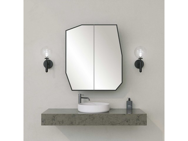 Quartz badkamerkast | 100% mdf | zwart - afbeelding 1 van  6