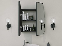 Quartz badkamerkast | 100% mdf | zwart - afbeelding 2 van  6
