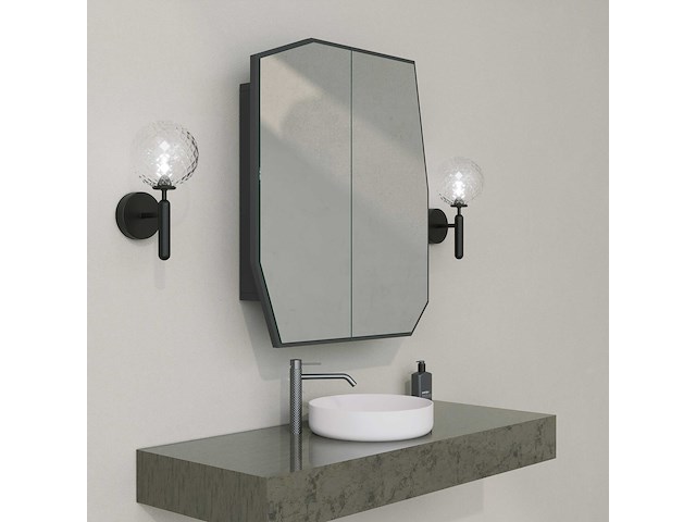 Quartz badkamerkast | 100% mdf | zwart - afbeelding 3 van  6