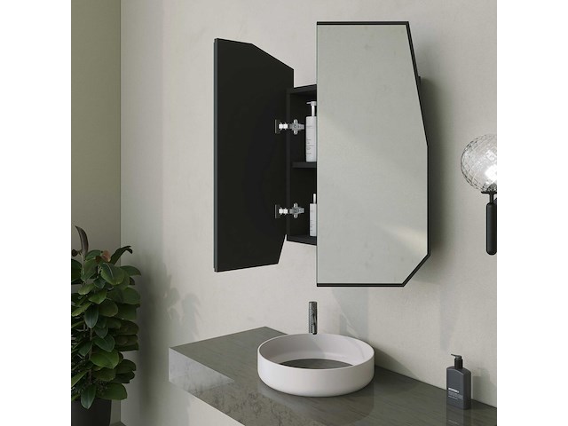 Quartz badkamerkast | 100% mdf | zwart - afbeelding 4 van  6