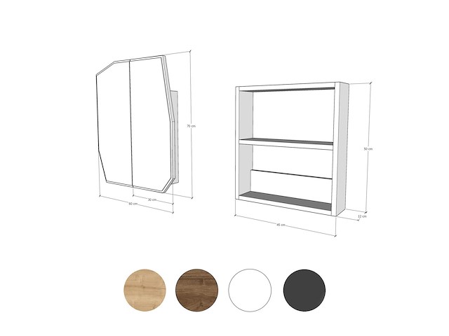 Quartz badkamerkast | 100% mdf | zwart - afbeelding 5 van  6