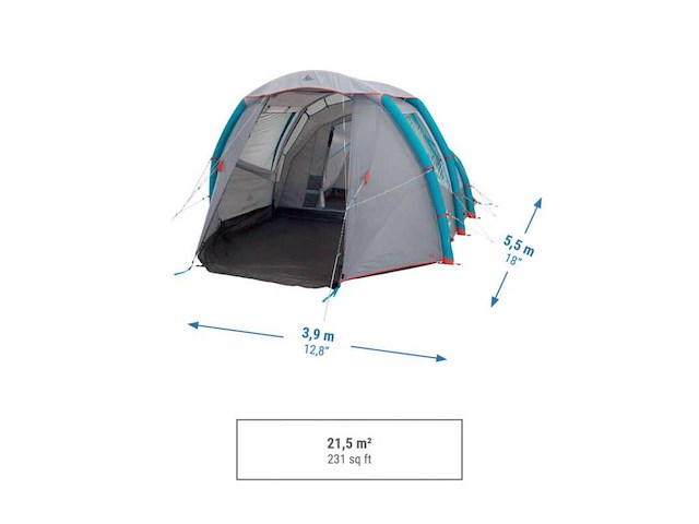 Quechua opblaasbaar kampeertent – luchtseconds 4,1 – 4 personen – 1 slaapkamer - afbeelding 4 van  10