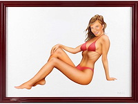 R. de beeld - meisje in rode bikini - olie op canvasboard - afbeelding 3 van  7