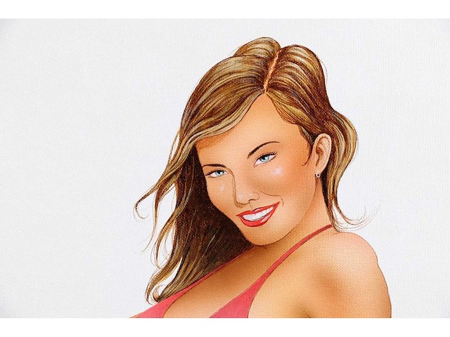R. de beeld - meisje in rode bikini - olie op canvasboard - afbeelding 4 van  7