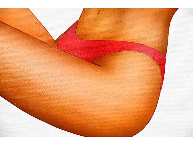 R. de beeld - meisje in rode bikini - olie op canvasboard - afbeelding 6 van  7