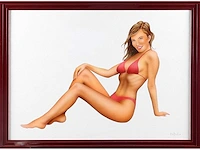 R. de beeld - meisje in rode bikini - olie op canvasboard - afbeelding 1 van  8