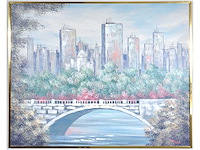 R. elliot - skyline - olie op doek - 119x149 cm - afbeelding 6 van  13