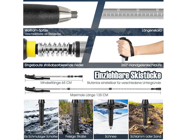 Racketset 63 cm met ergonomische dubbele bevestiging, zilverkleurig - afbeelding 3 van  5