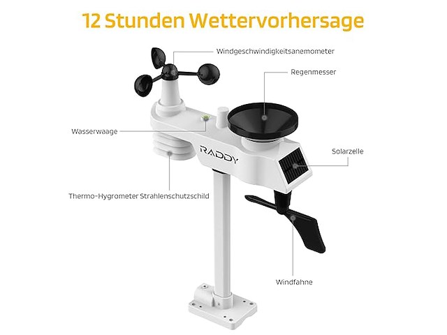 Raddy wf-100c lite 13-in-1 draadloos weerstation - afbeelding 3 van  6