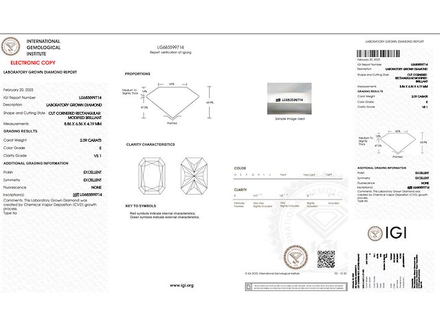 Radiant diamant 2.09ct – e/vs1 – igi - afbeelding 4 van  4