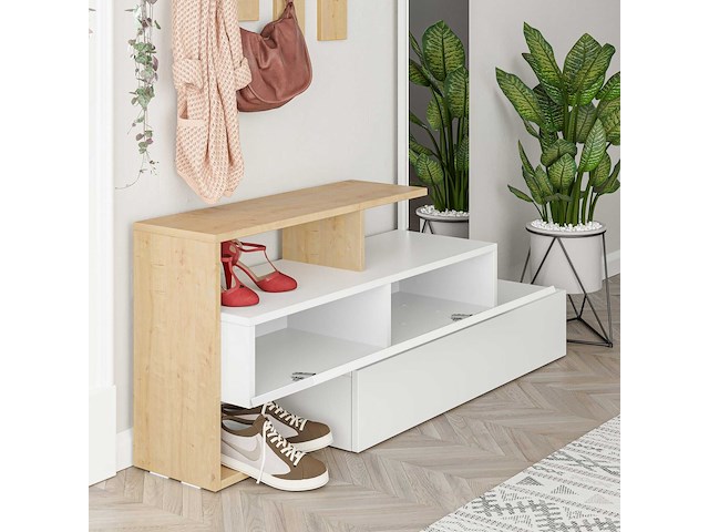 Ramda kapstok | 100% melamine | wit, eiken - afbeelding 3 van  7