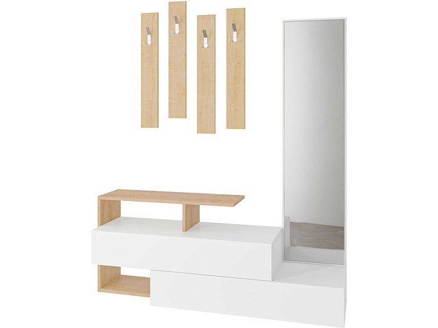 Ramda kapstok | 100% melamine | wit, eiken - afbeelding 6 van  7