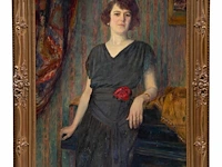 Raphael bauduin (1870-1956), portrait of a lady in an interior, oil on canvas 125 x 90 cm. (49.21 x 35.42 in.), frame: 150 x 115 cm. (59.04 x 45.28 in.) - afbeelding 2 van  6