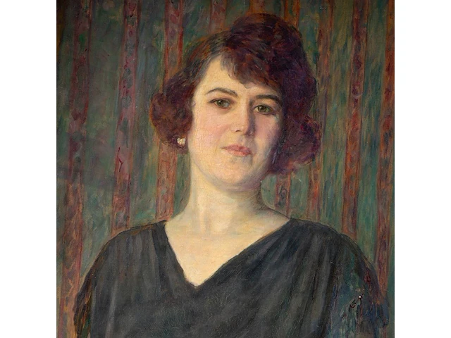 Raphael bauduin (1870-1956), portrait of a lady in an interior, oil on canvas 125 x 90 cm. (49.21 x 35.42 in.), frame: 150 x 115 cm. (59.04 x 45.28 in.) - afbeelding 5 van  6