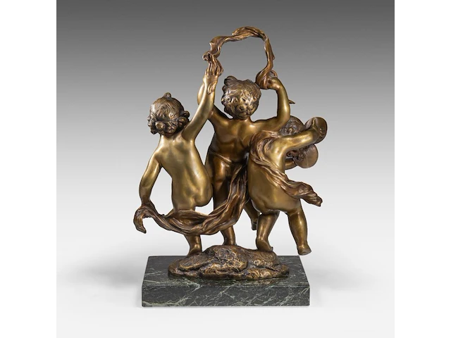 Raphaël charles peyre (1872-1949), a patinated bronze group of three music-making putti the bronze: 60 cm. (23.62 in.), with marble base: 65.5 cm. (25.78 in.) - afbeelding 5 van  8