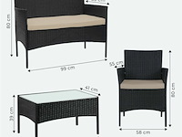 Rattan loungeset jamaica - design wicker tuinset - zwart - afbeelding 3 van  3