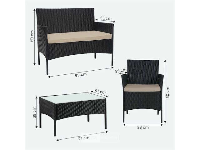 Rattan loungeset jamaica - afbeelding 3 van  3