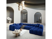 Rechte panoramische bank - blauw fluweel - afbeelding 2 van  7