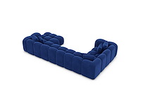 Rechte panoramische bank - blauw fluweel - afbeelding 5 van  7