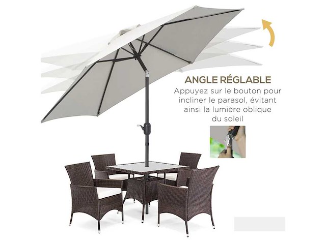 Rechte parasol kantelbaar tuinparasol terras balkon - afbeelding 3 van  3