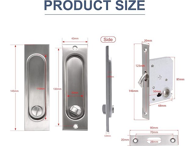 Rechthoekig schuifdeurslot - afbeelding 2 van  5