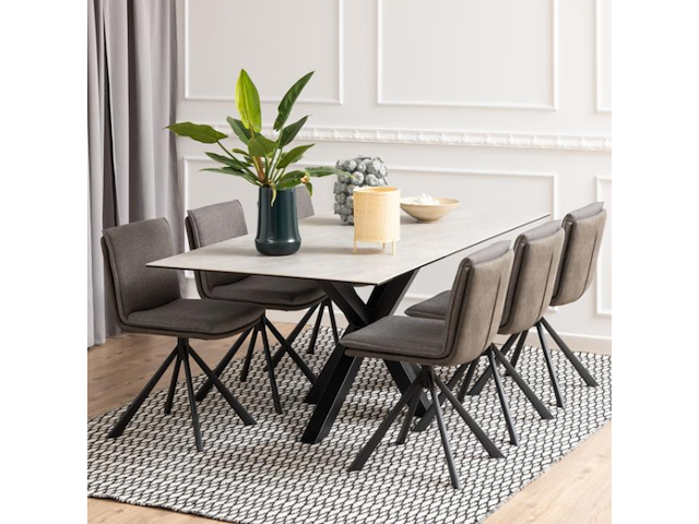 Rechthoekige eettafel heaven - grijs keramiek, 200x100x75,5 cm - afbeelding 1 van  7