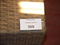 Rechthoekige imitatie rotan salontafel met glazen blad afm. 120x70x40 garden impressions - afbeelding 5 van  5