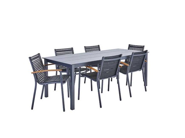 Rechthoekige tuintafel naterial dora ii alu/duraboard grijs, 6 personen - afbeelding 3 van  5