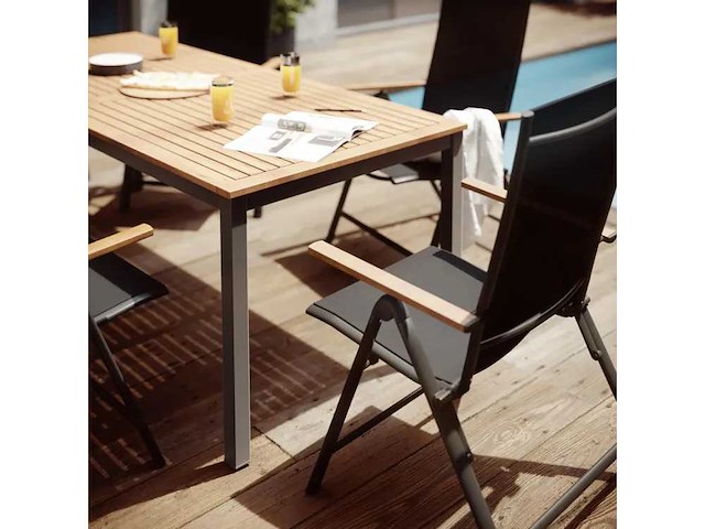 Rechthoekige tuintafel naterial oris aluminium grijs/eucalyptus hout, 8 personen - afbeelding 4 van  9